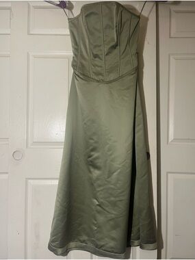 Sage Green Satin A-Line Dress